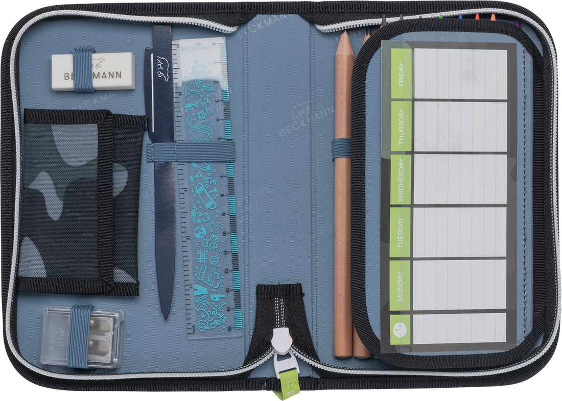 Single section pencil case with content, Camo Rex