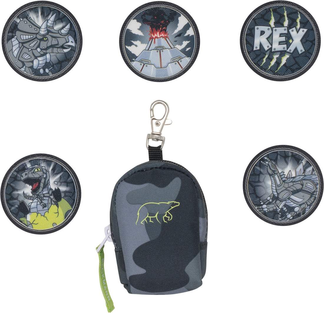 Mini backpack with buttons, Camo Rex