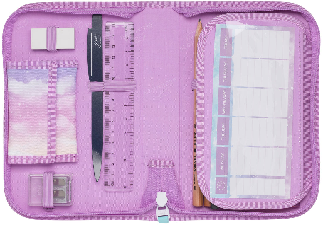 Single section pencil case with content, Unicorn