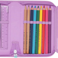 Single section pencil case with content, Unicorn