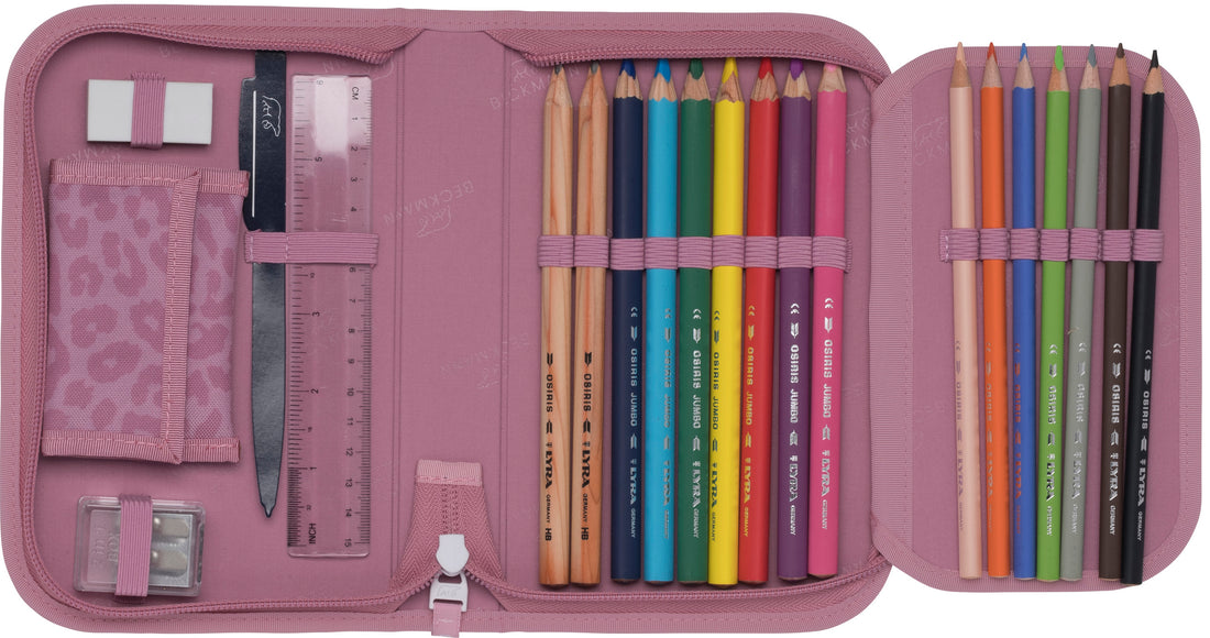 Single section pencil case with content, Furry