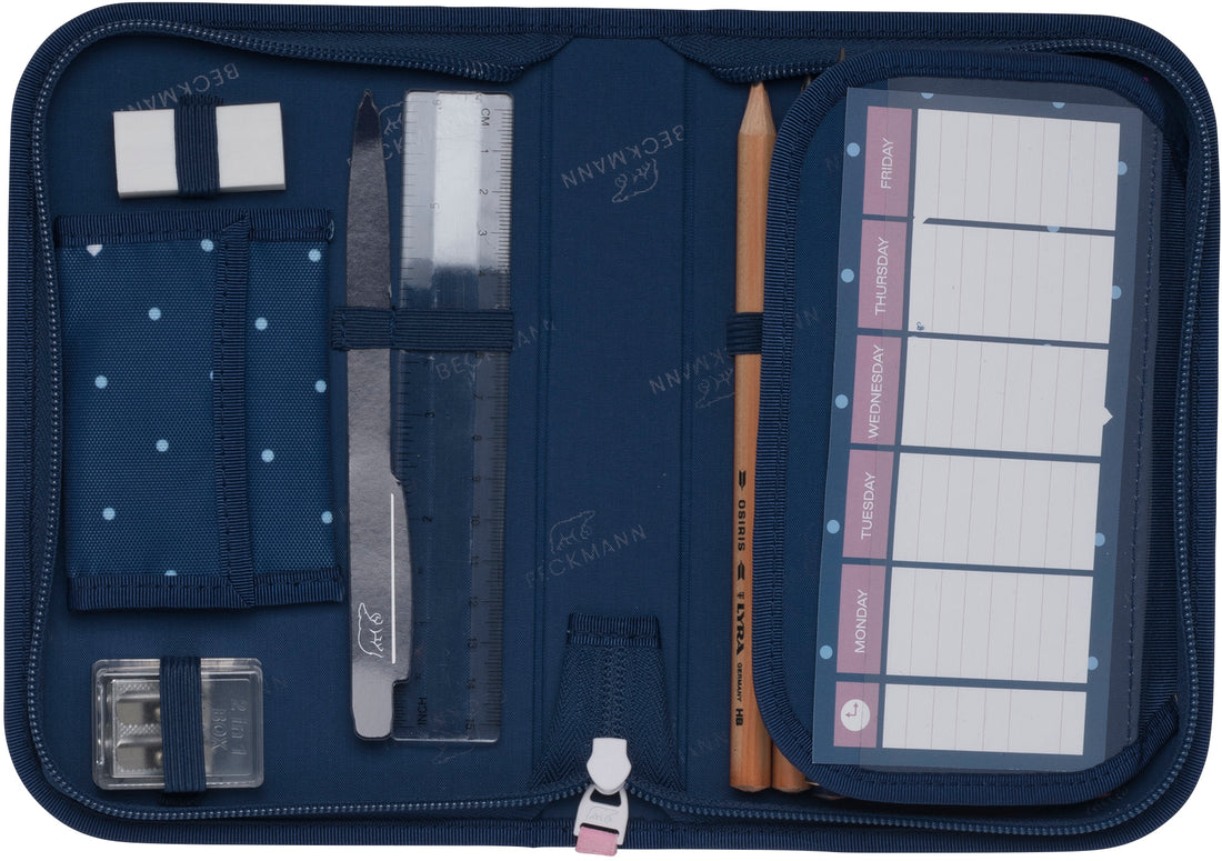 Single section pencil case with content, Pet Friends Blue