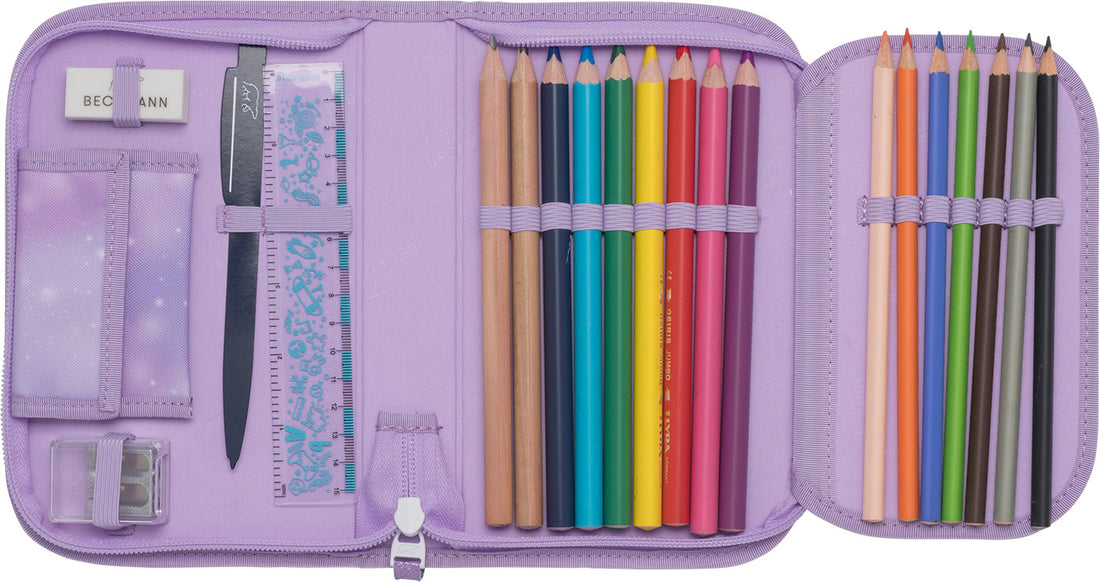 Single section pencil case with content, Candy
