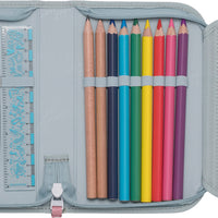 Single section pencil case with content, Forest Deer Dusty Mint