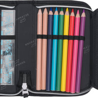 Single section pencil case with content, Panther