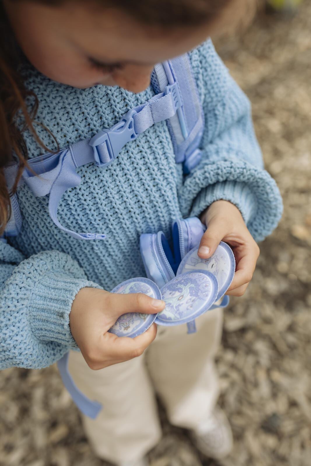 Mini backpack with buttons, Unicorn Princess Ice Blue
