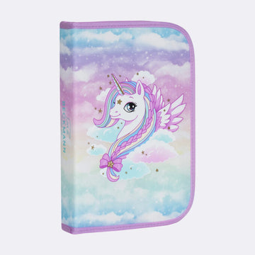 Single section pencil case with content, Unicorn