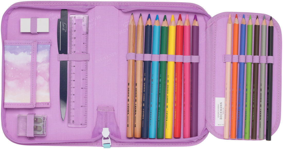 Single section pencil case with content, Unicorn