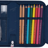 Single section pencil case with content, Pet Friends Blue
