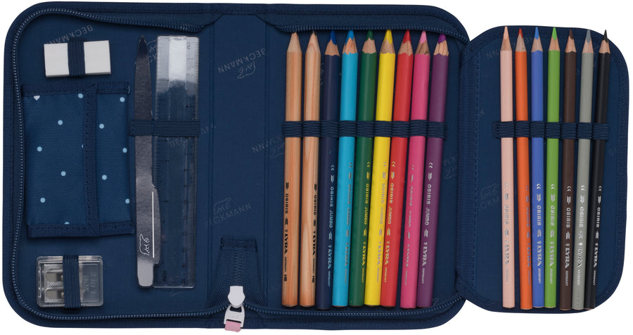 Single section pencil case with content, Pet Friends Blue