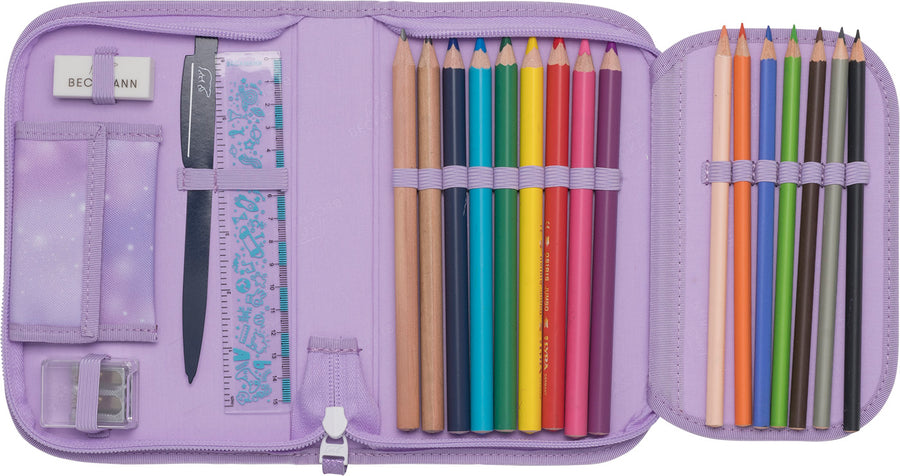 Single section pencil case with content, Candy