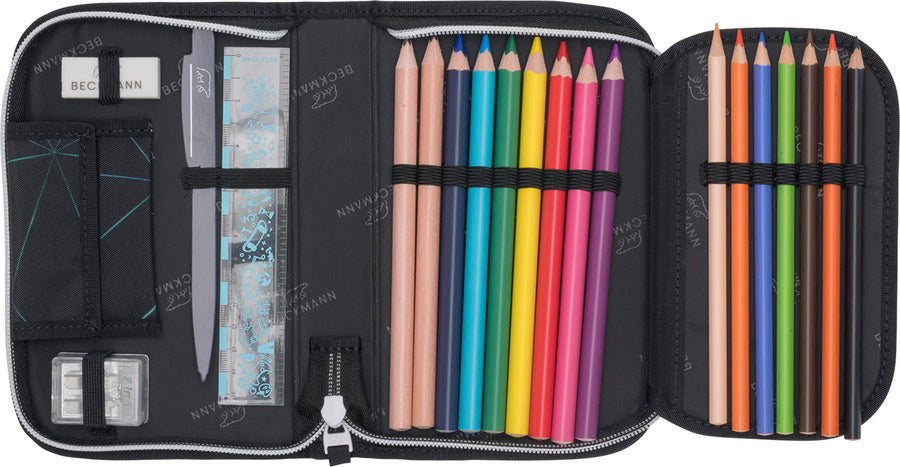 Single section pencil case with content, Panther