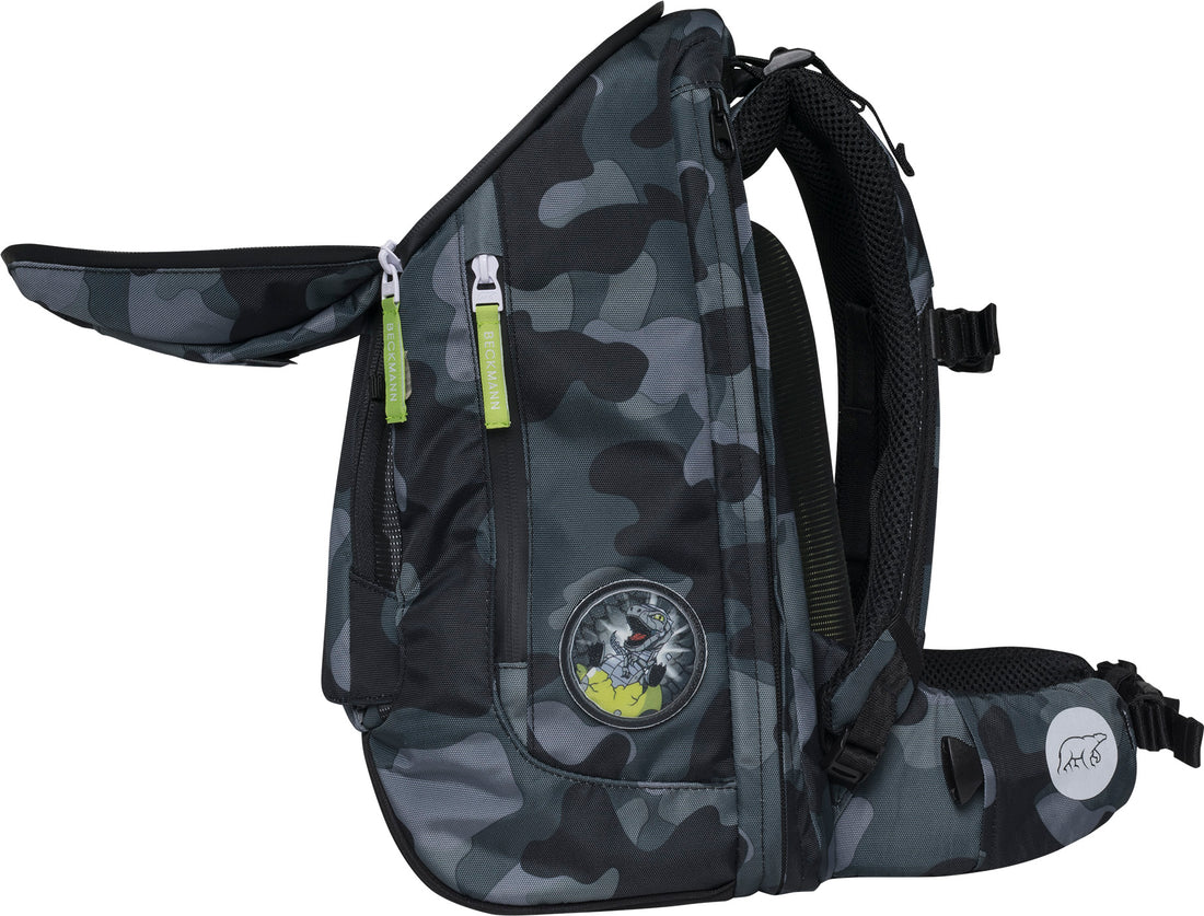 Side Open View of Best Kids Backpack New Zealand Cameo Print