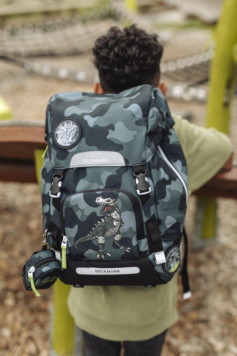 Mini backpack with buttons, Camo Rex
